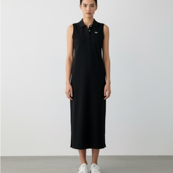 Vintage Lacoste black sleeveless polo midi dress - FR 40 (Medium) - Picture 1 of 6